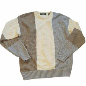 Embassy Row Heavy Knit Crew Neck Sweater Vintage Cozy Neutral Preppy Sz M NWT